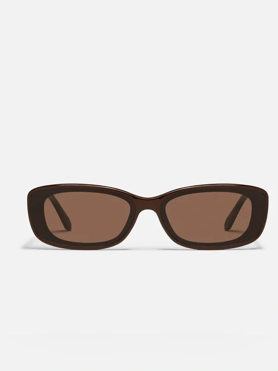 Quay Australia Dark Brown Rectangular Sunglasses - Picture 3 of 6